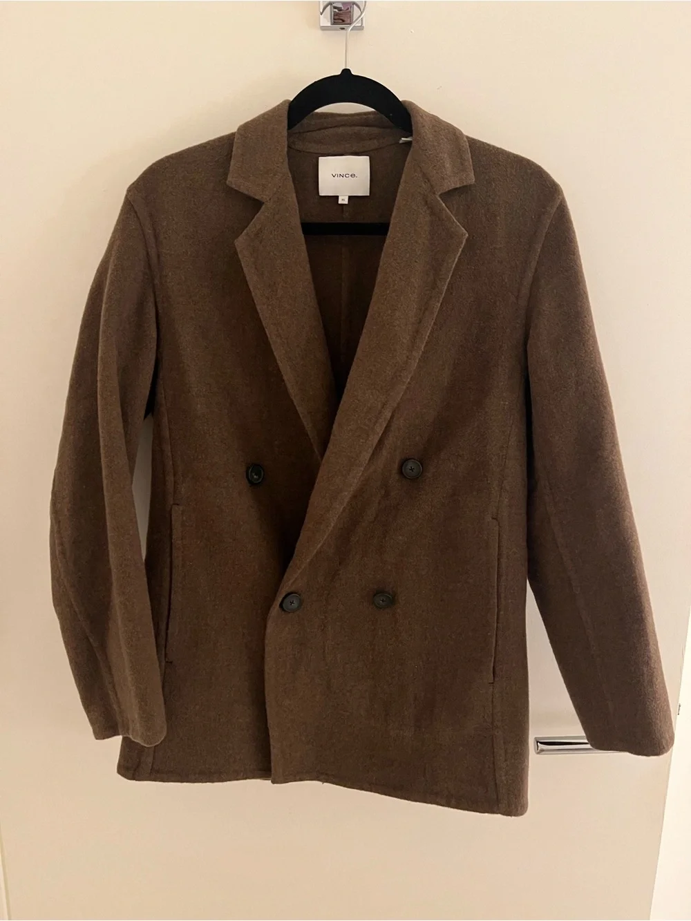 Vince Brown Wool Double Breasted Coat